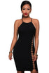 Sexy Black See-through Side Cross Back Club Dress